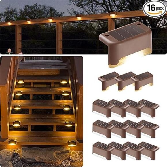 Led Solar Deck Lights, 16 Pack Waterproof for Outdoor Stairs, Step, Fence - Picture 7 of 7